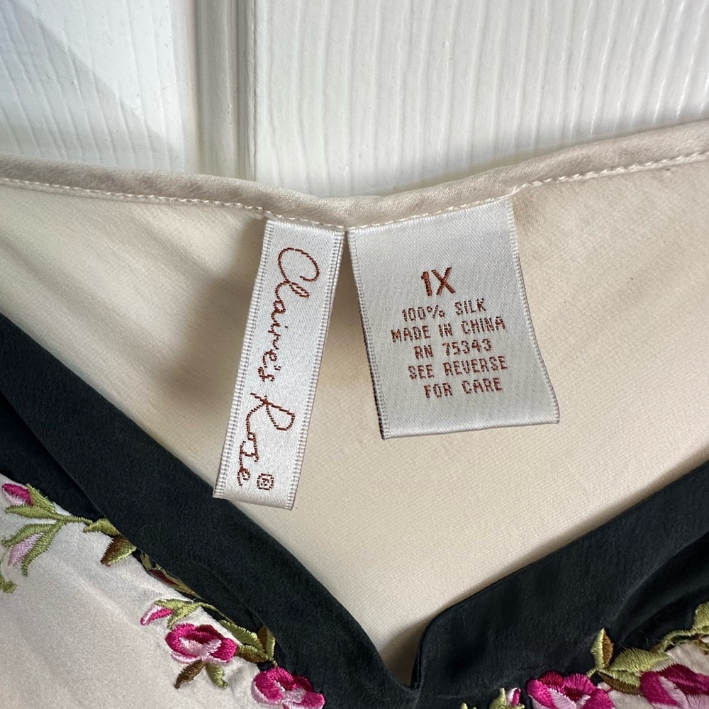 Claire's Cream Slip Dress with Black Trim and Pink Floral Detail - Picture 4 of 4